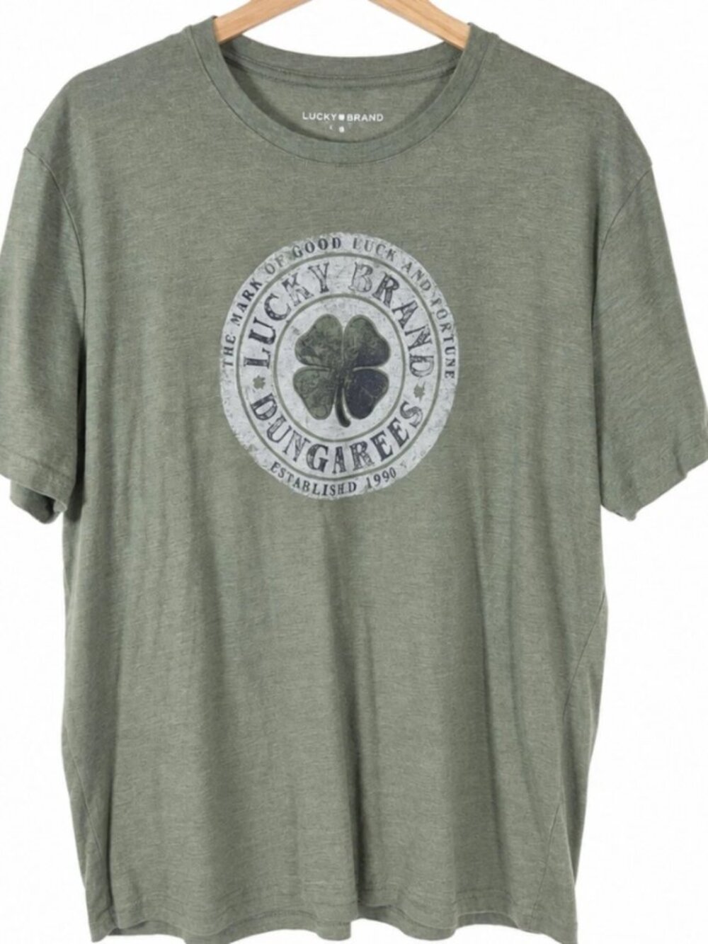 Lucky Brand Dungarees Clover Graphic T-Shirt Men XXL Green - Picture 2 of 8